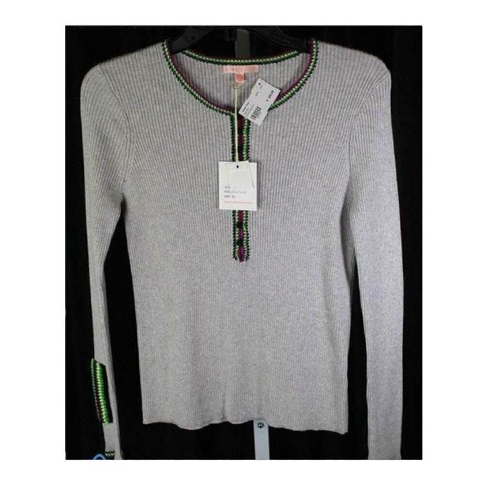 Lisa Todd Patch Match Sweater Gray Cotton Cashmere Blend Sz XS​​​